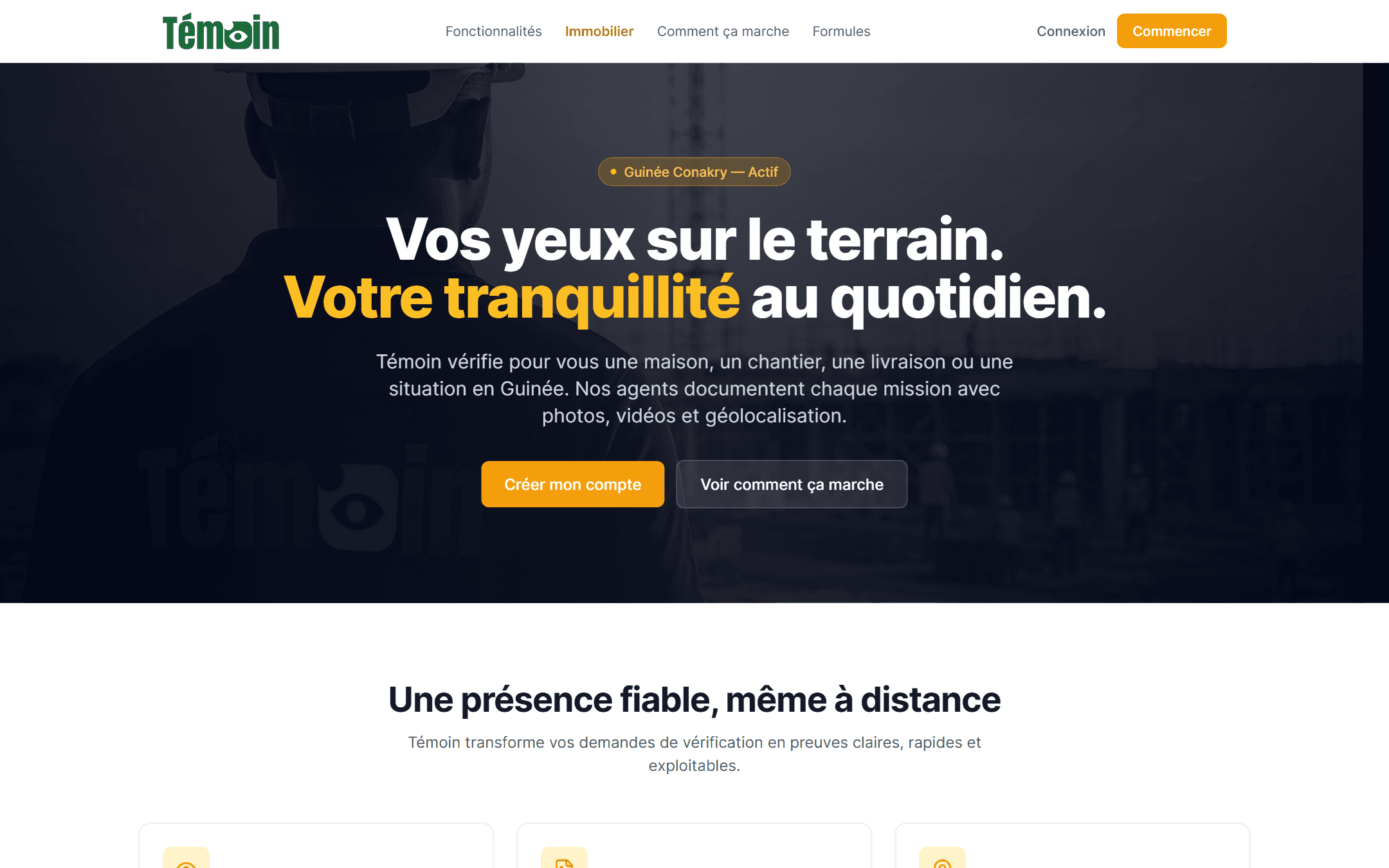 Témoin — Promesse, cible et action immédiate